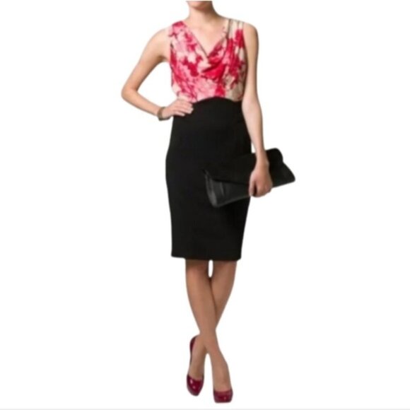 TED BAKER Dega Floral Etching Cowl Neck Dress Women's Size Ted 2/ US 6 - Picture 1 of 16